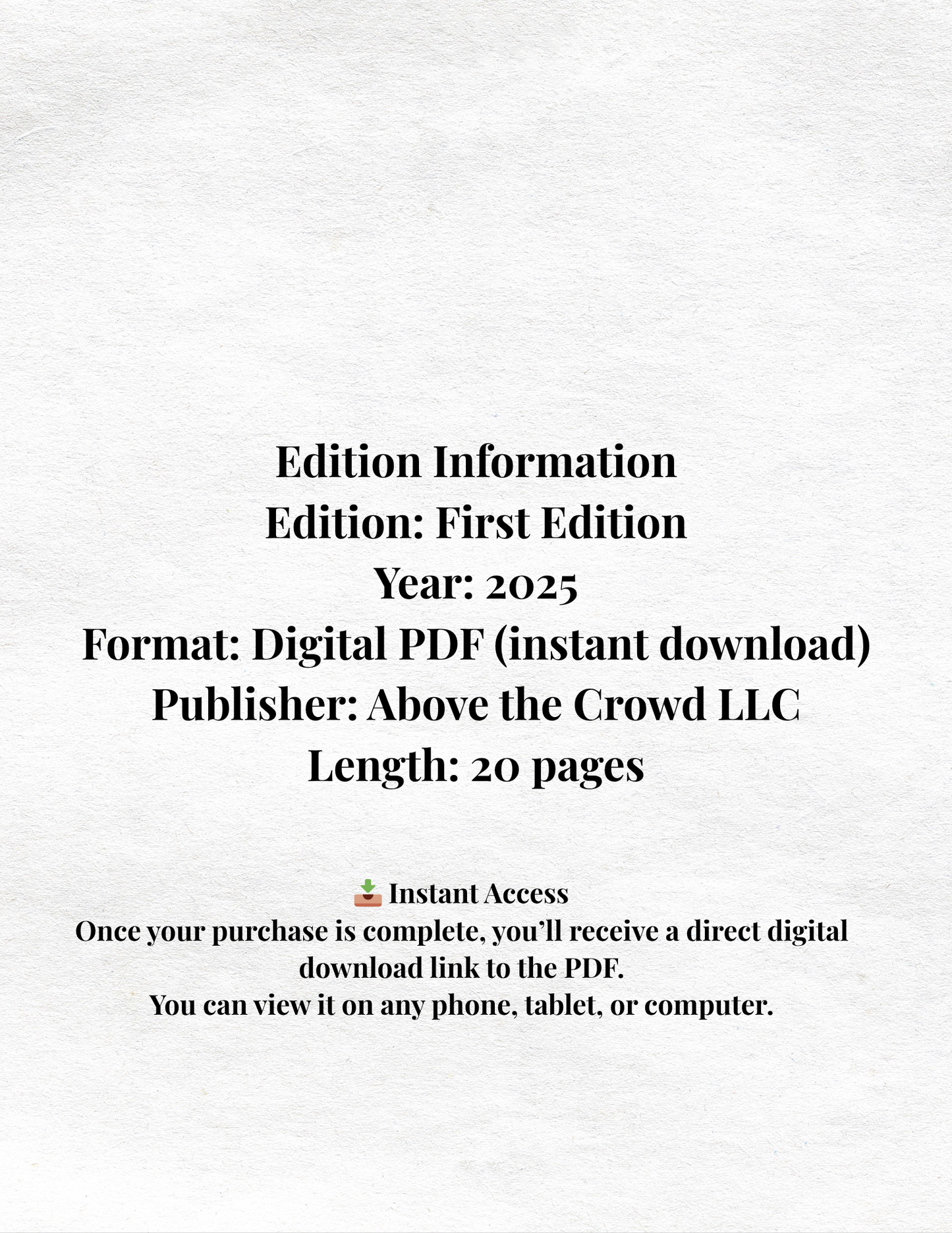 Above the Crowd Shopping Guide — First Edition (2025)