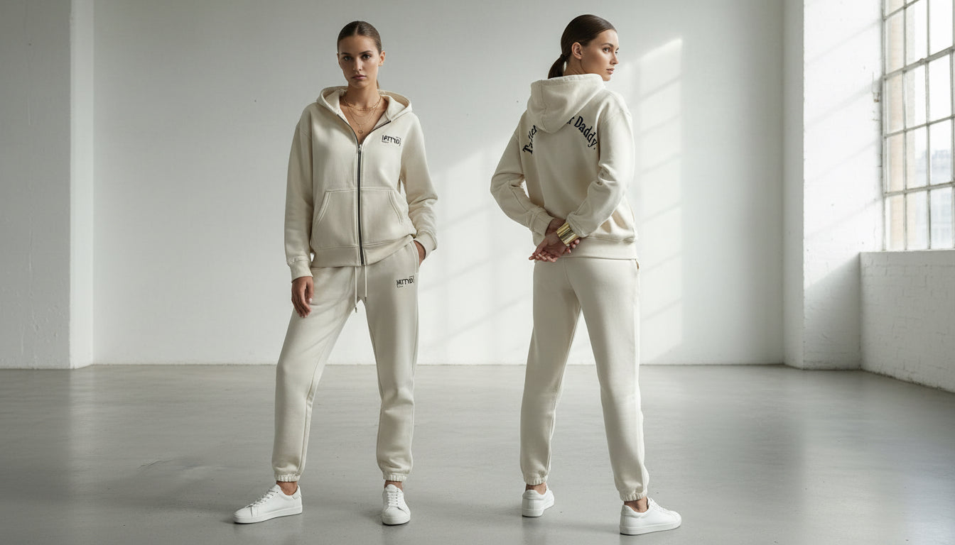 TTYD Zipper Sweatsuit Set (Acid Wash + Cream) | Tall Fit 5'10