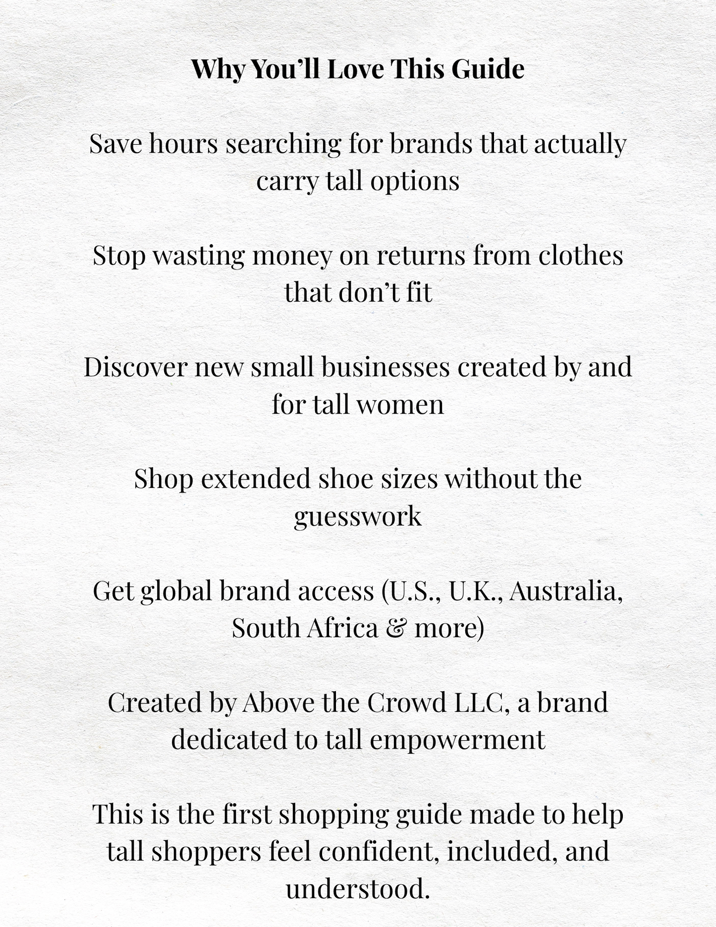 Above the Crowd Shopping Guide — First Edition (2025)