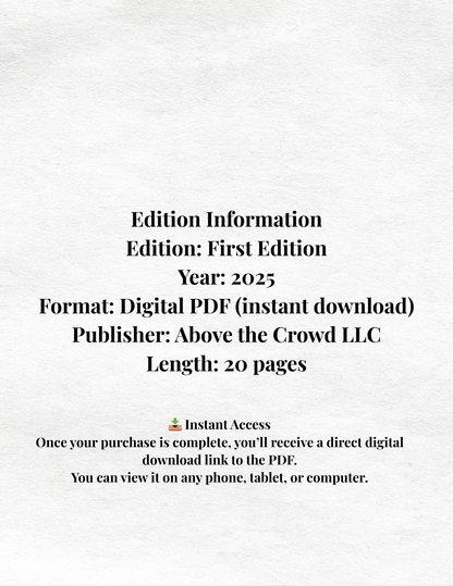 Above the Crowd Shopping Guide — First Edition (2025)