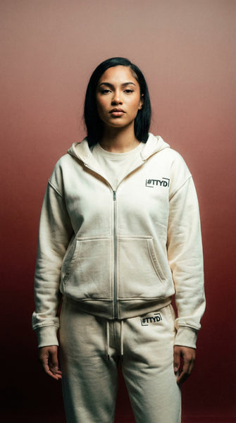 TTYD Zipper Sweatsuit Set (Acid Wash + Cream) | Tall Fit 5'10