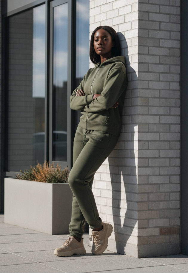 #TTYD Olive Zipper Hoodie Set