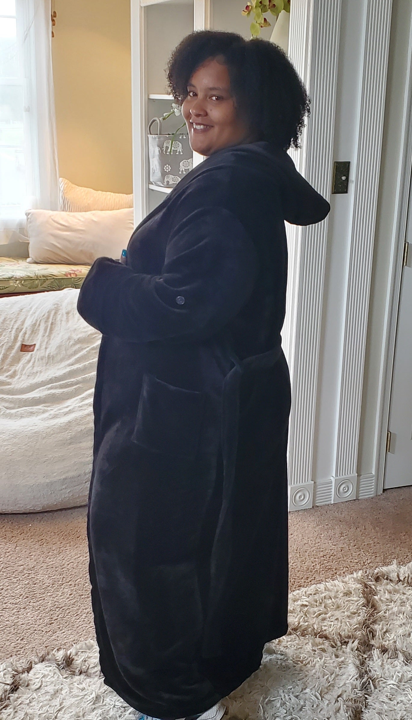 Black Premium Satin Lined Hooded Robe