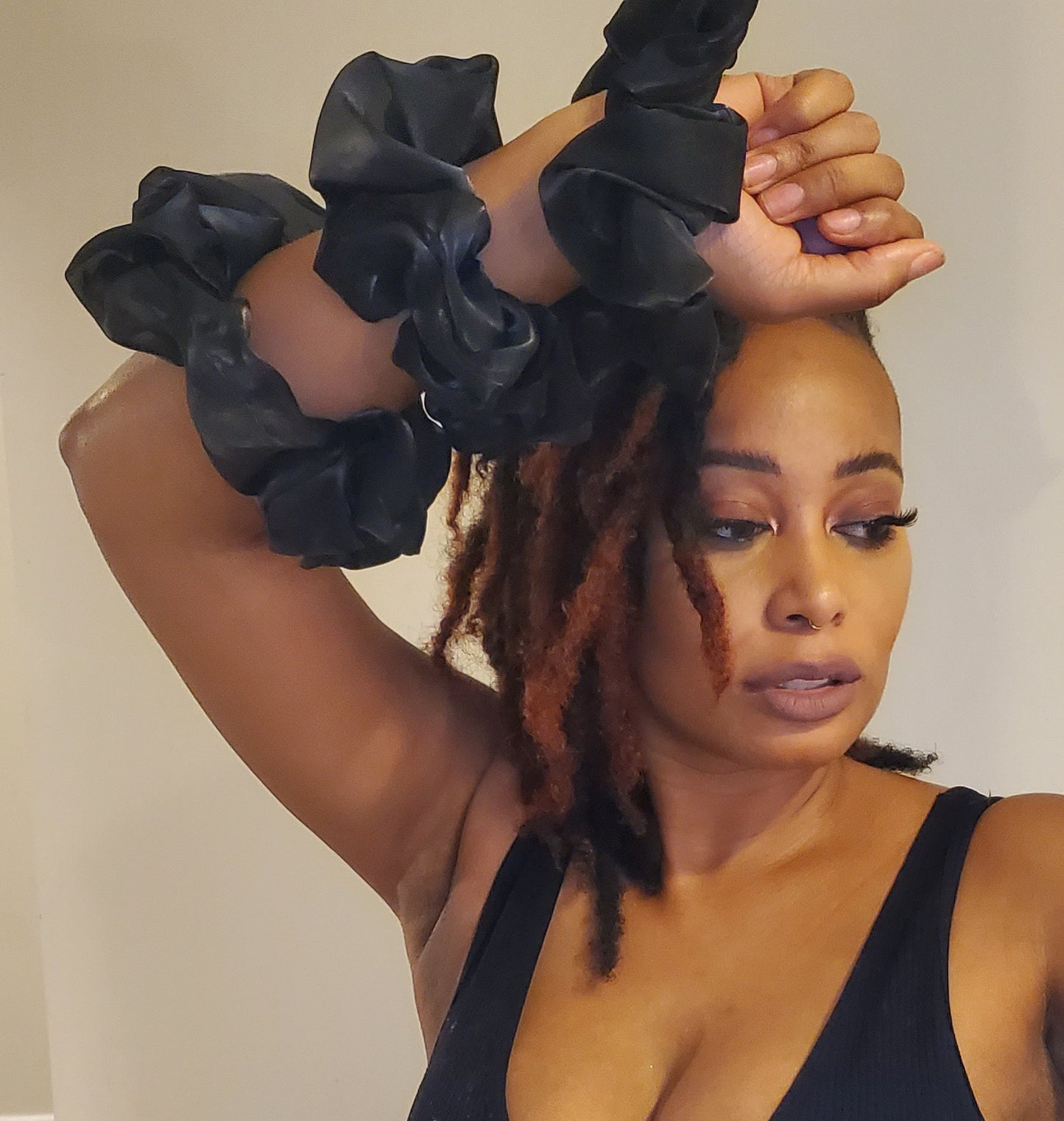 Black Premium Jumbo Satin Scrunchie