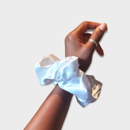 White Premium Jumbo Satin Scrunchie