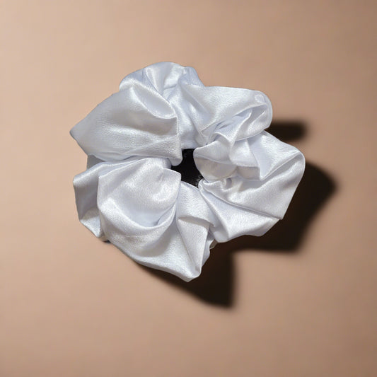 White Premium Jumbo Satin Scrunchie
