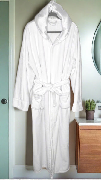 White Premium Satin Lined Hooded Robe  Above The Crowd Clothing