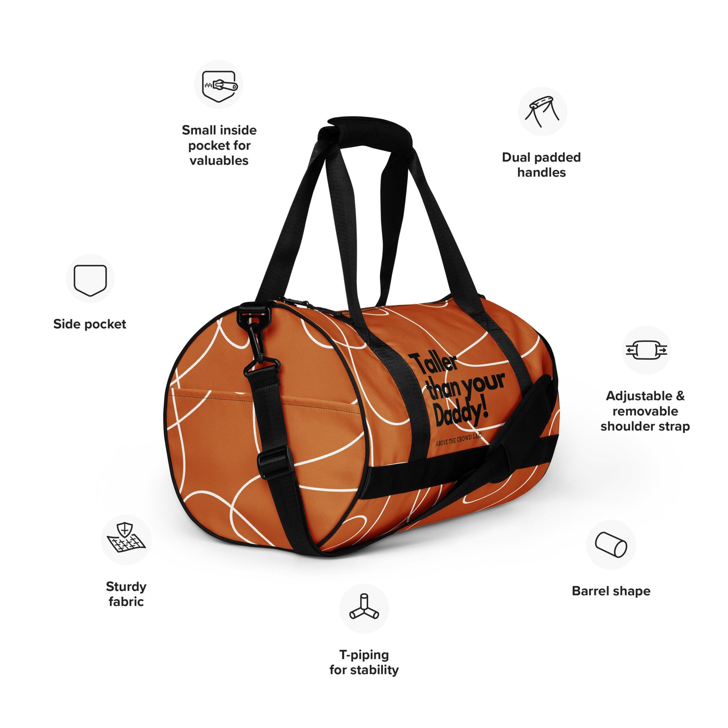 Orange Printed 'Taller than your Daddy' Gym Bag